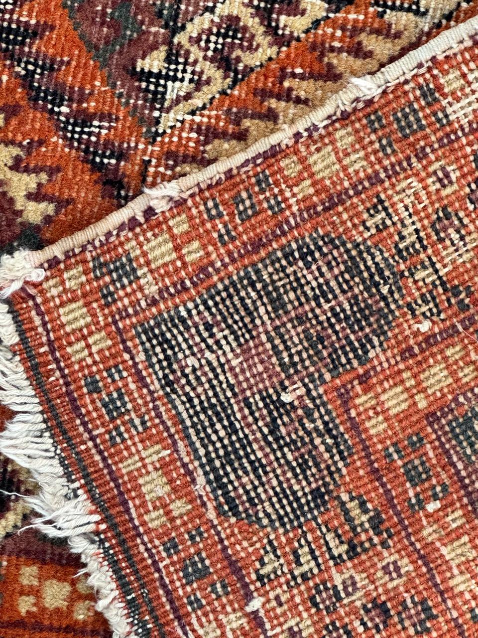 Large Antique distressed Turkish Sparta rug Bokhara design For Sale 10