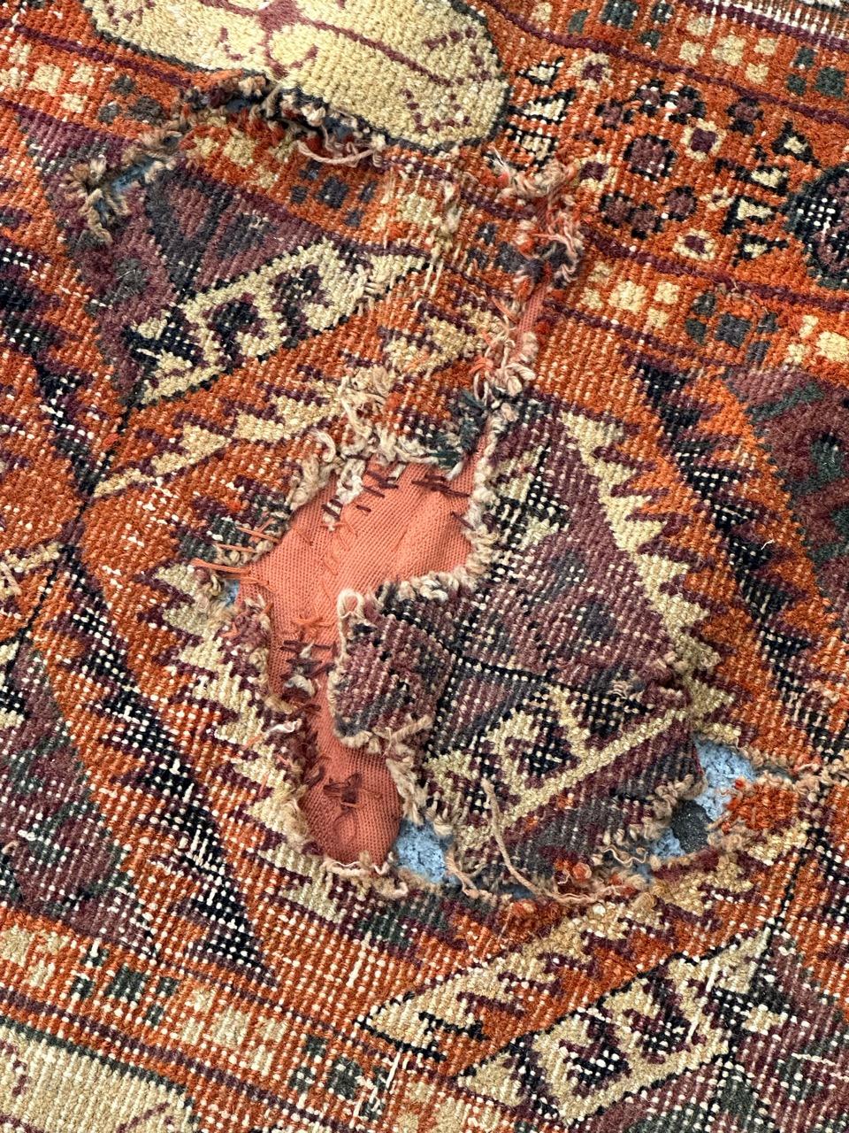 Large Antique distressed Turkish Sparta rug Bokhara design For Sale 12