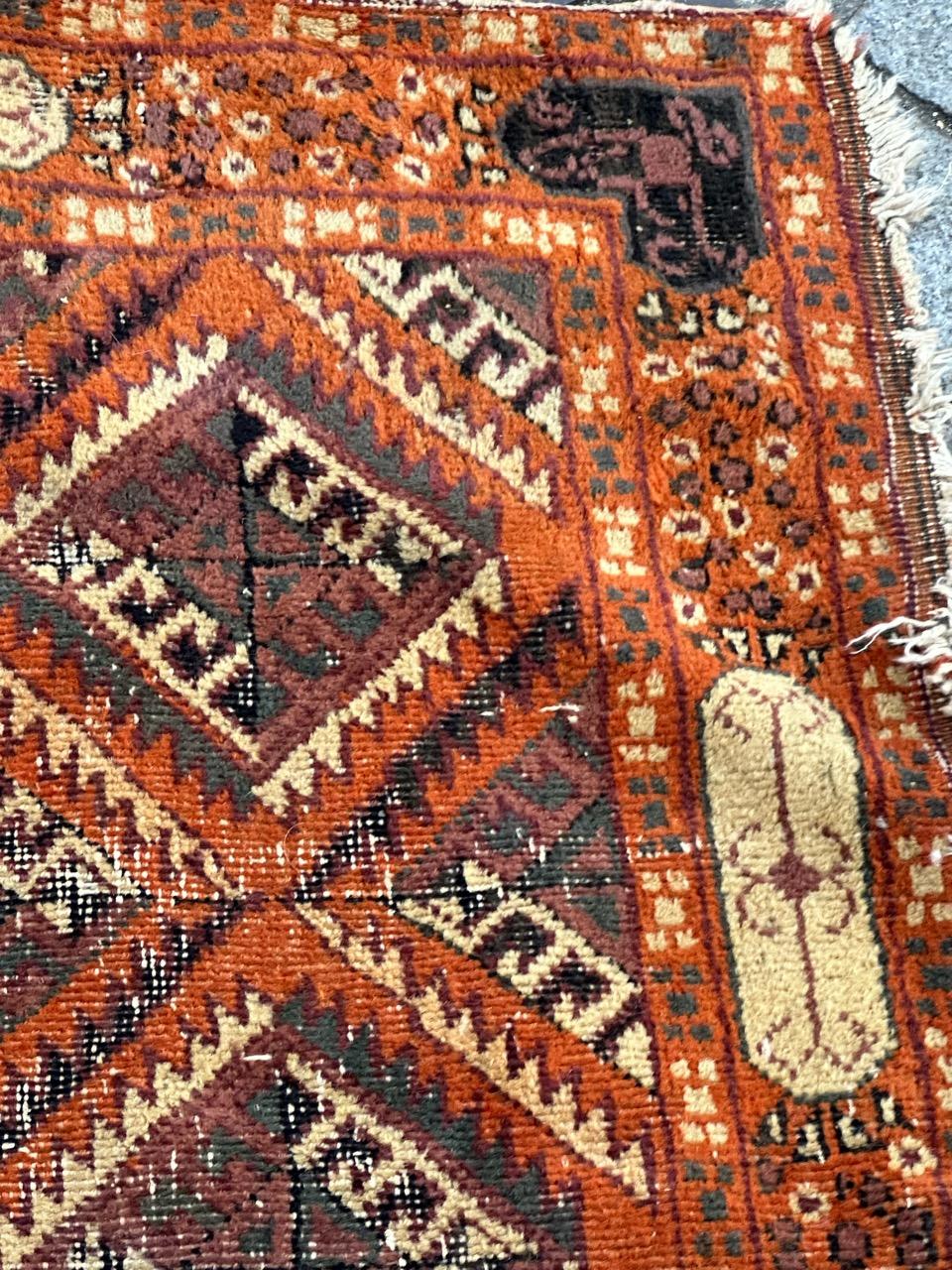 Large Antique distressed Turkish Sparta rug Bokhara design For Sale 13