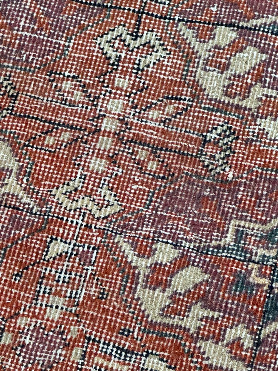 Wool Large Antique distressed Turkish Sparta rug Bokhara design For Sale
