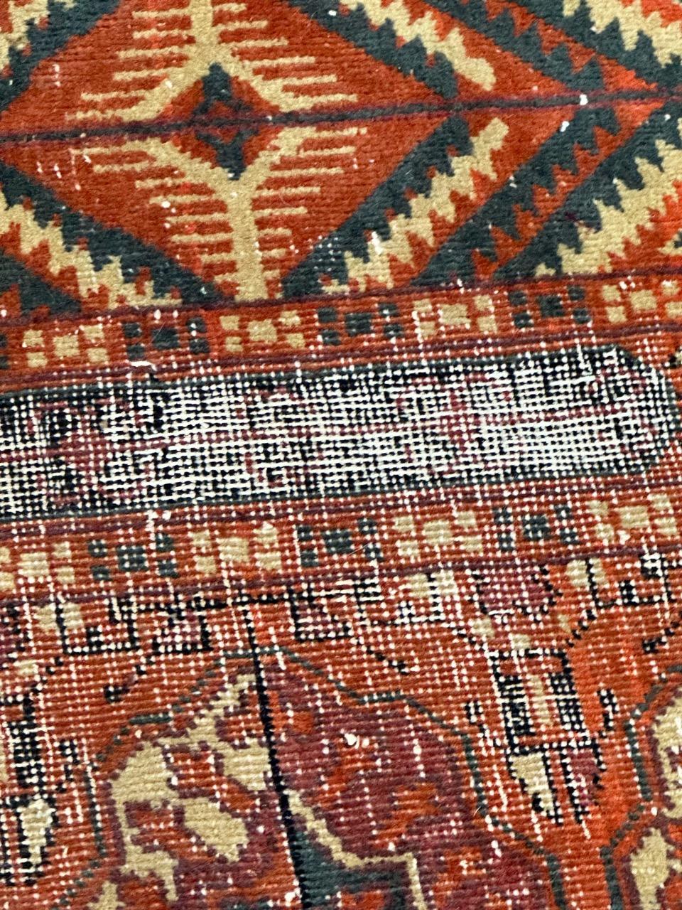 Large Antique distressed Turkish Sparta rug Bokhara design For Sale 2
