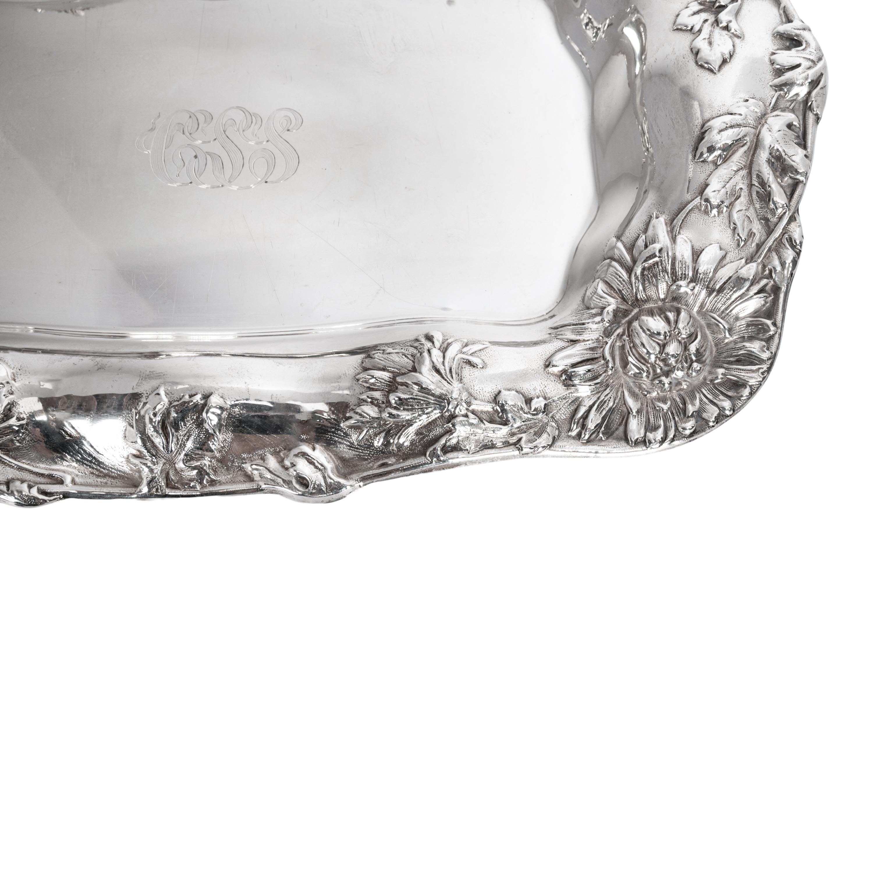 Large Antique Dominick & Haff Sterling Silver Chrysanthemum Tray New York 1901 1