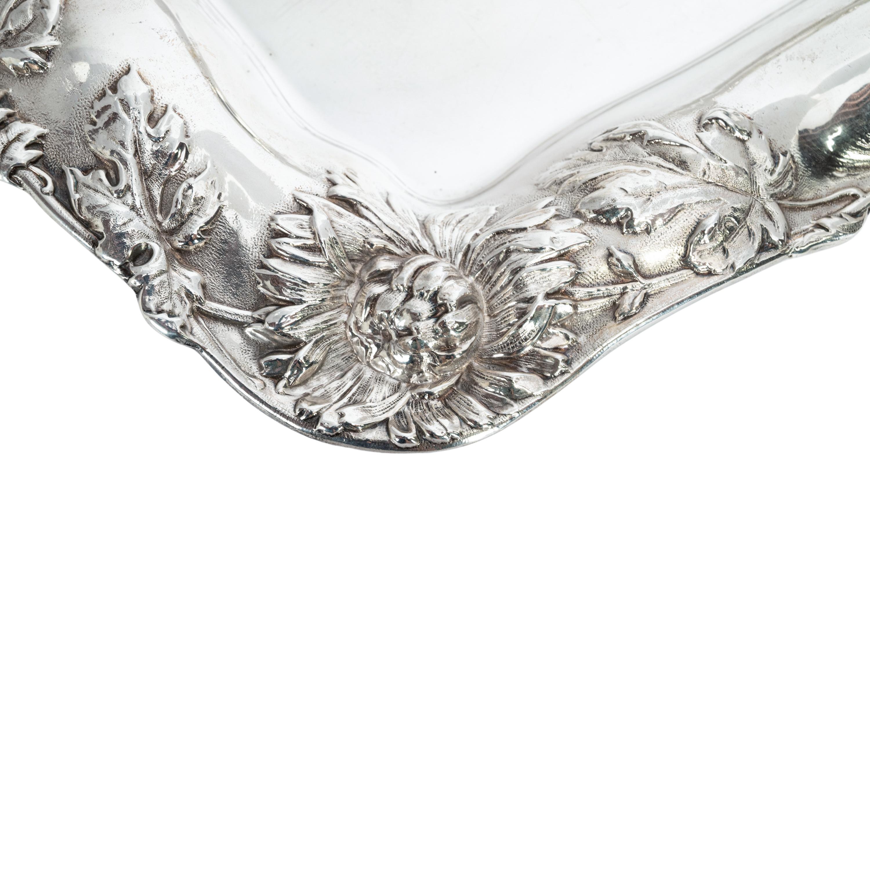 Large Antique Dominick & Haff Sterling Silver Chrysanthemum Tray New York 1901 2