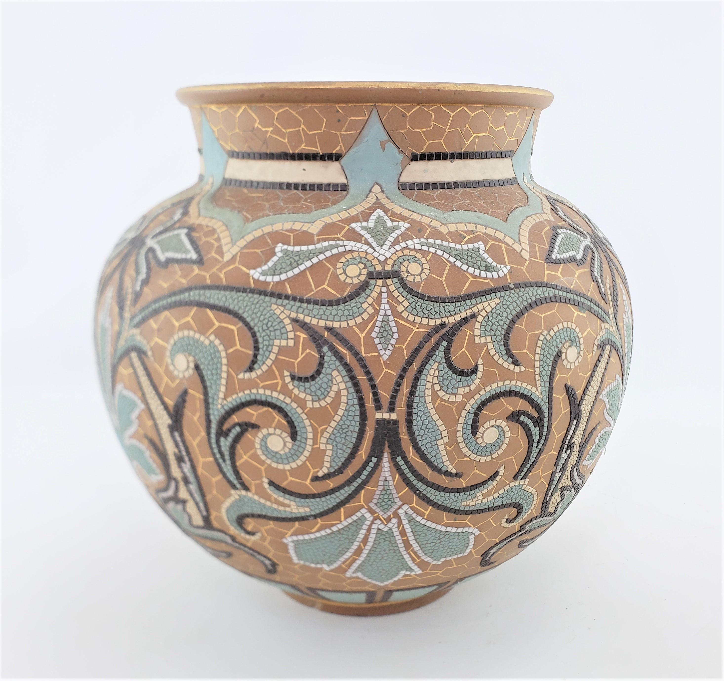 English Large Antique Doulton Lambeth Silicon Ware Art Pottery Vase For Sale