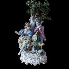 Large Antique Dressel & Kister Passau Porcelain Tree Figurine