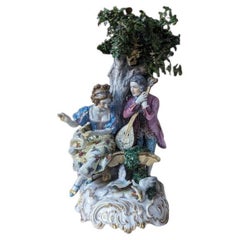 Large Antique Dressel & Kister Passau Porcelain Tree Figurine