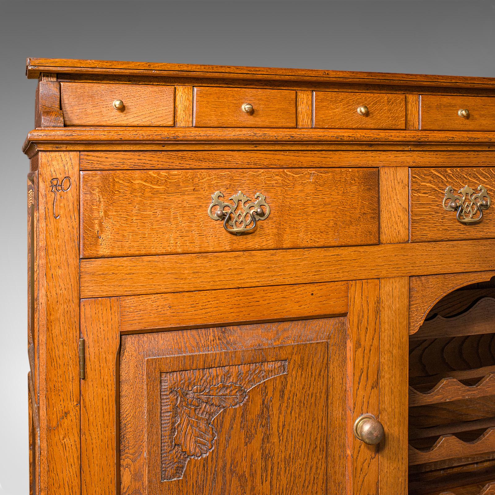 Grande base de commode ancienne, Oak Oak anglais, Sideboard, Buffet, Wine Rack, Edwardian en vente 3