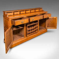 Large Antique Dresser Base, English Oak, Sideboard, Buffet, Wine Rack, Edwardian