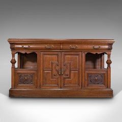 Large Antique Dresser Base, Scottish, Oak, Buffet, Server, Late Victorian, 1880