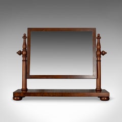 Grand miroir de coiffeuse ancien, acajou flamboyant, William IV, toilette
