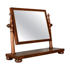 Grand miroir de coiffeuse ancien, acajou flamboyant, William IV, toilette