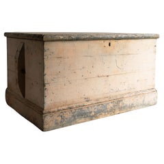 Large Antique Dusky Peachy Pink Painted Sailor's Sea Chest, 19Th Century