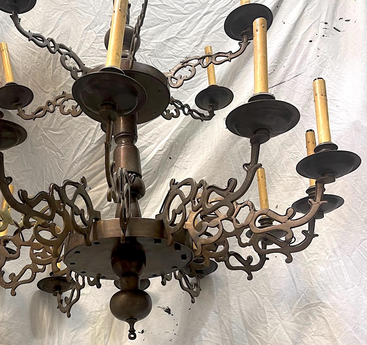 Early 20th Century Large Antique Dutch Chandelier For Sale