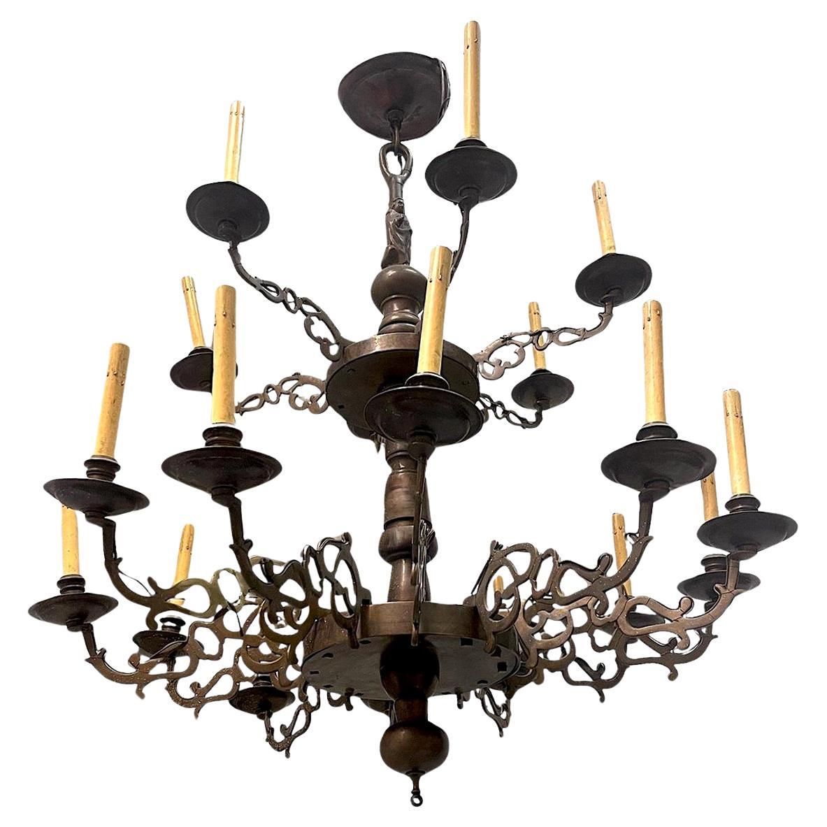 Large Antique Dutch Chandelier For Sale