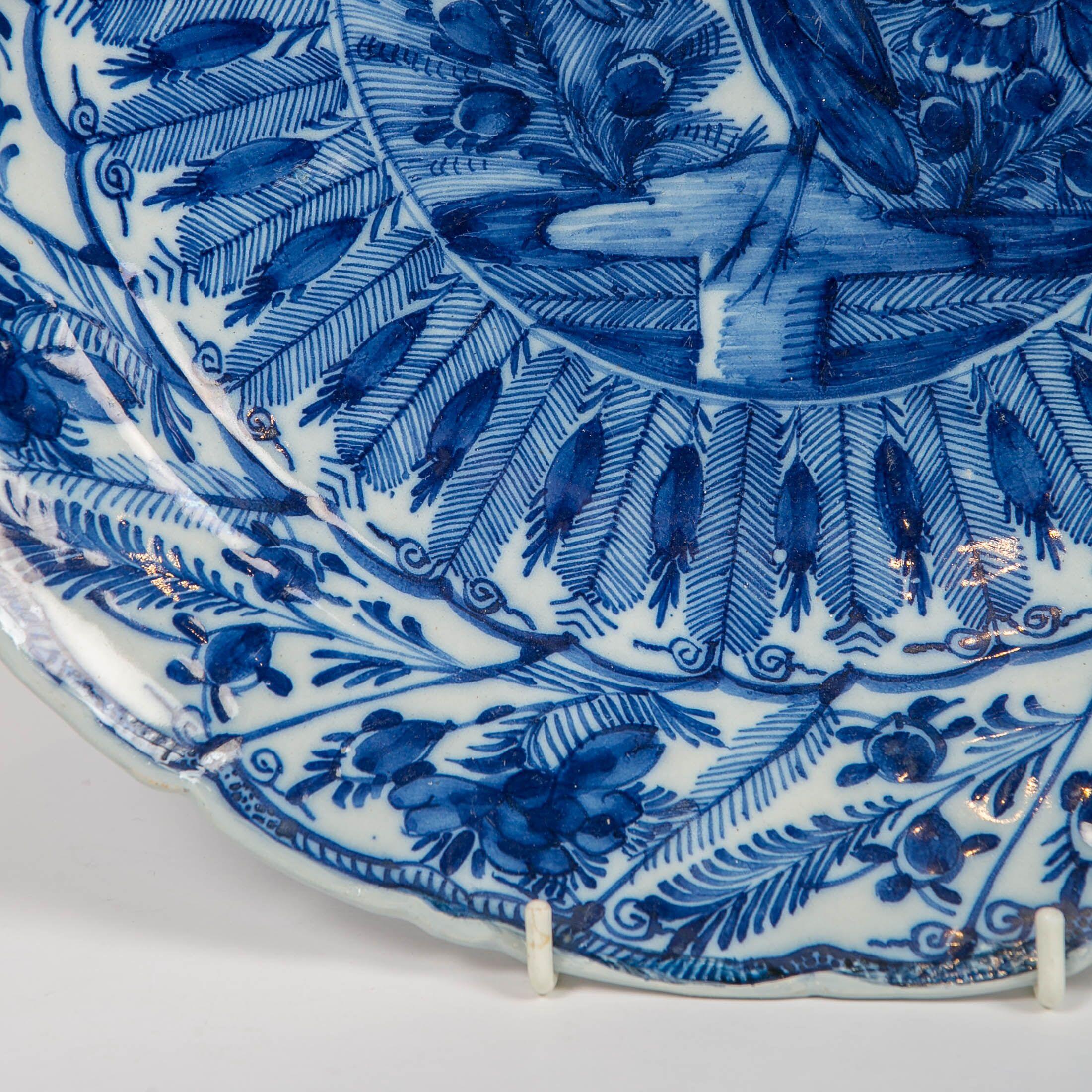 Chinoiserie Large Antique Dutch Delft Blue and White Charger Made circa 1770