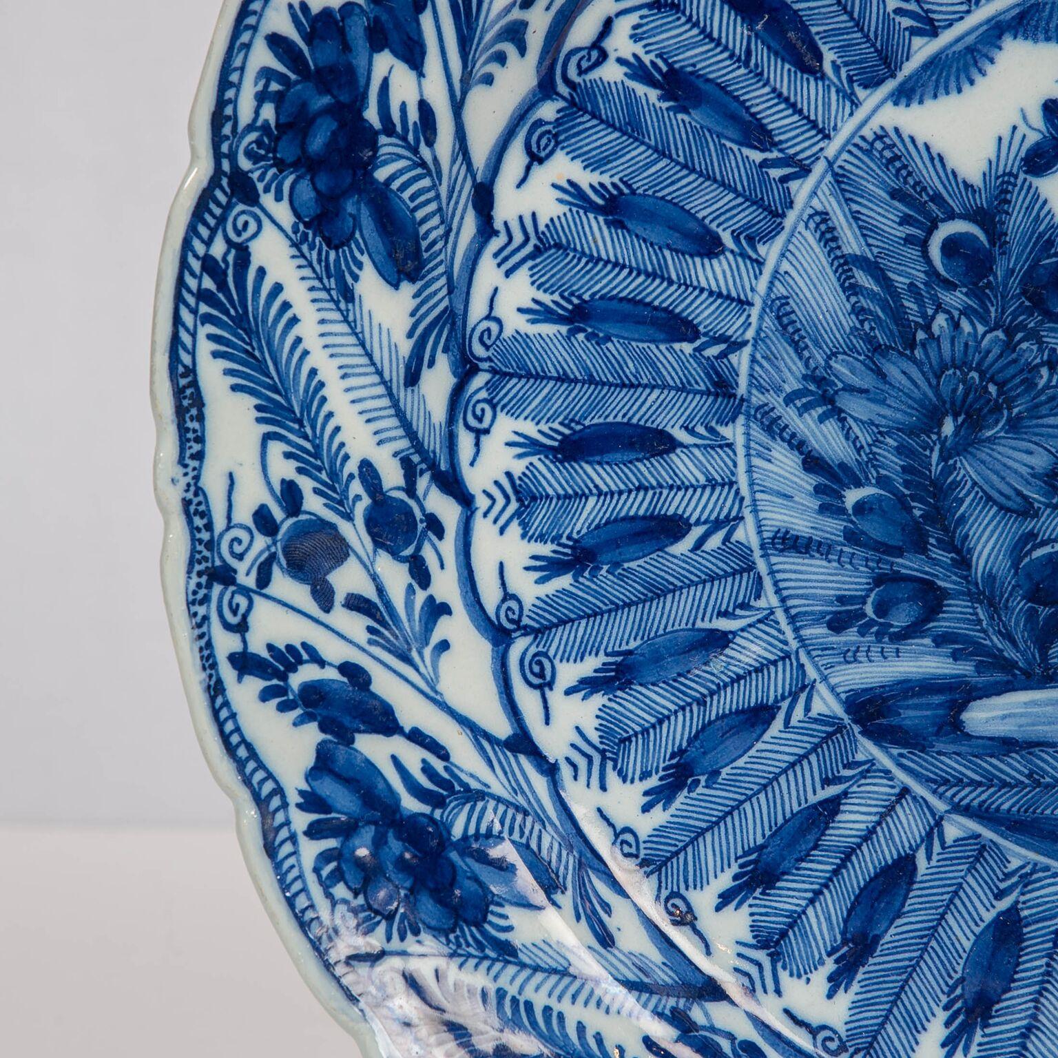Hand-Painted Large Antique Dutch Delft Blue and White Charger Made circa 1770