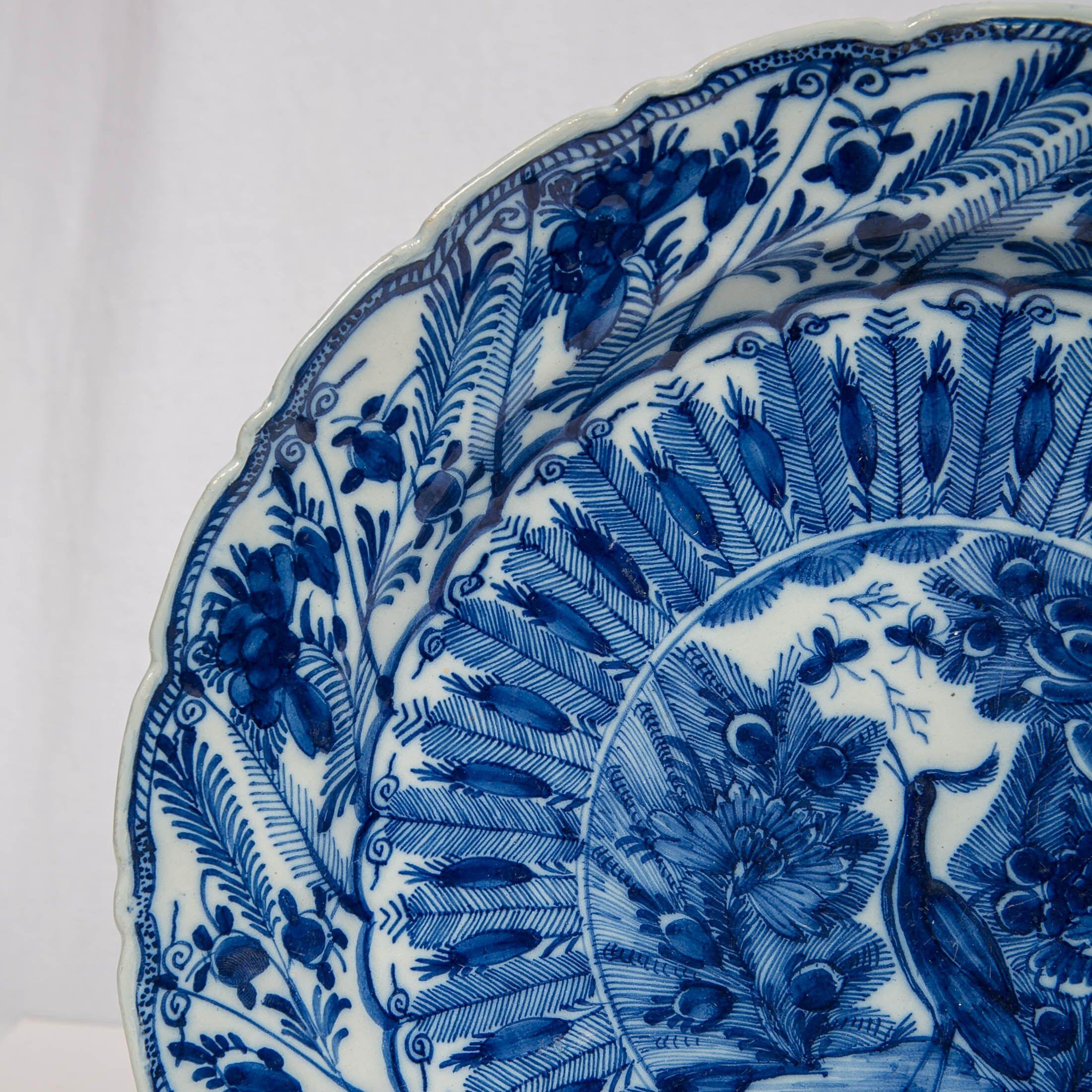 Large Antique Dutch Delft Blue and White Charger Made circa 1770 1
