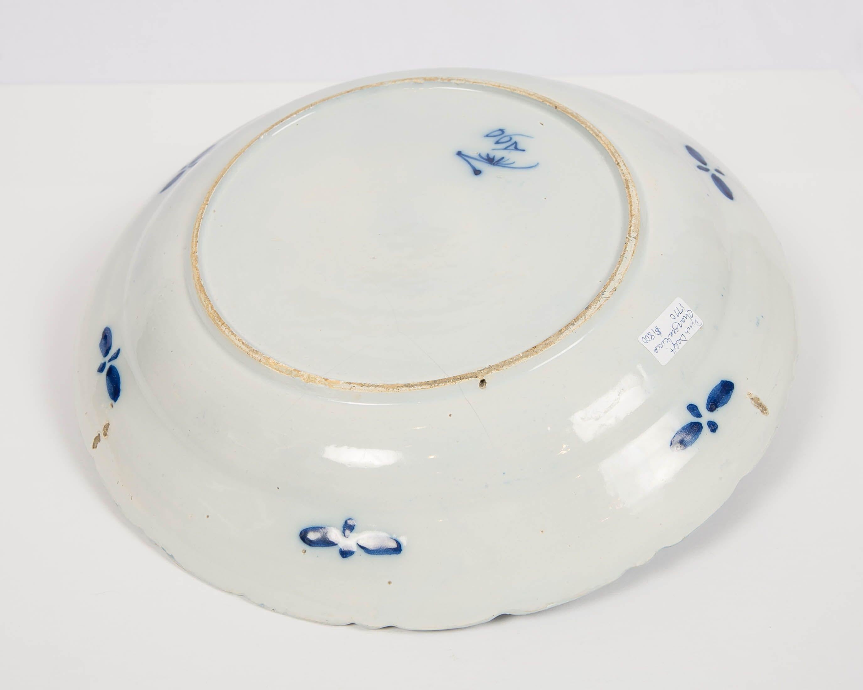 Large Antique Dutch Delft Blue and White Charger Made circa 1770 2
