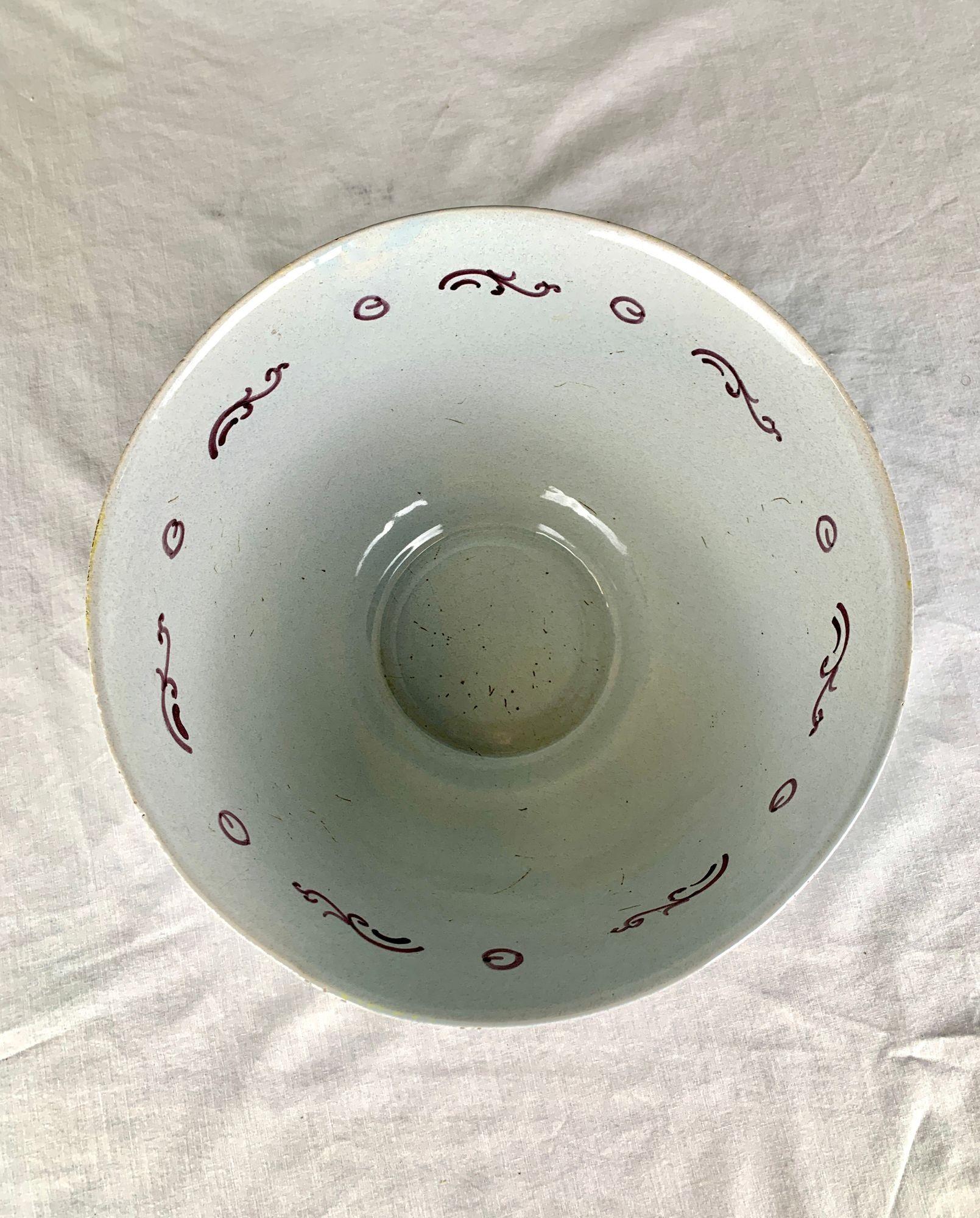 Hand-Painted Large Antique Dutch Delft Bowl with Hand Painted Floral Decoration Circa 1880 For Sale