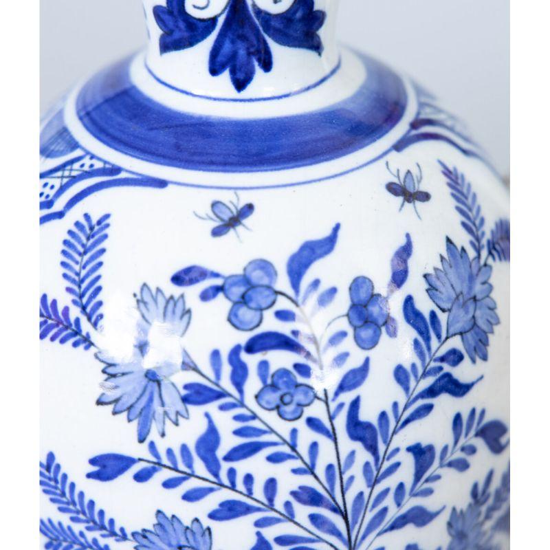 Large Antique Dutch Delft Faience Floral Pitcher Jug Ewer In Good Condition For Sale In Pearland, TX
