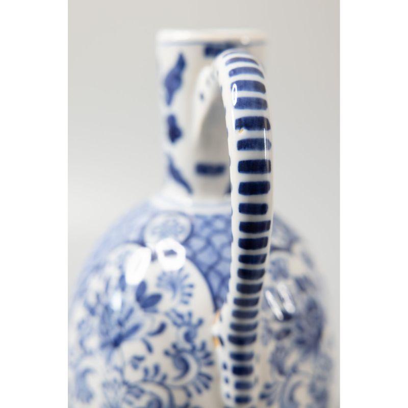 Large Antique Dutch Delft Faience Floral Pitcher Wine Jug Ewer 2