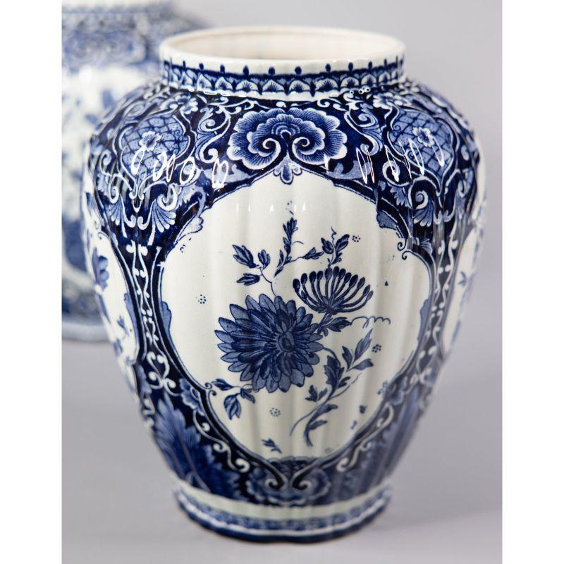 Large Antique Dutch Delft Lidded Ginger Jars Vases, Set of 2 6