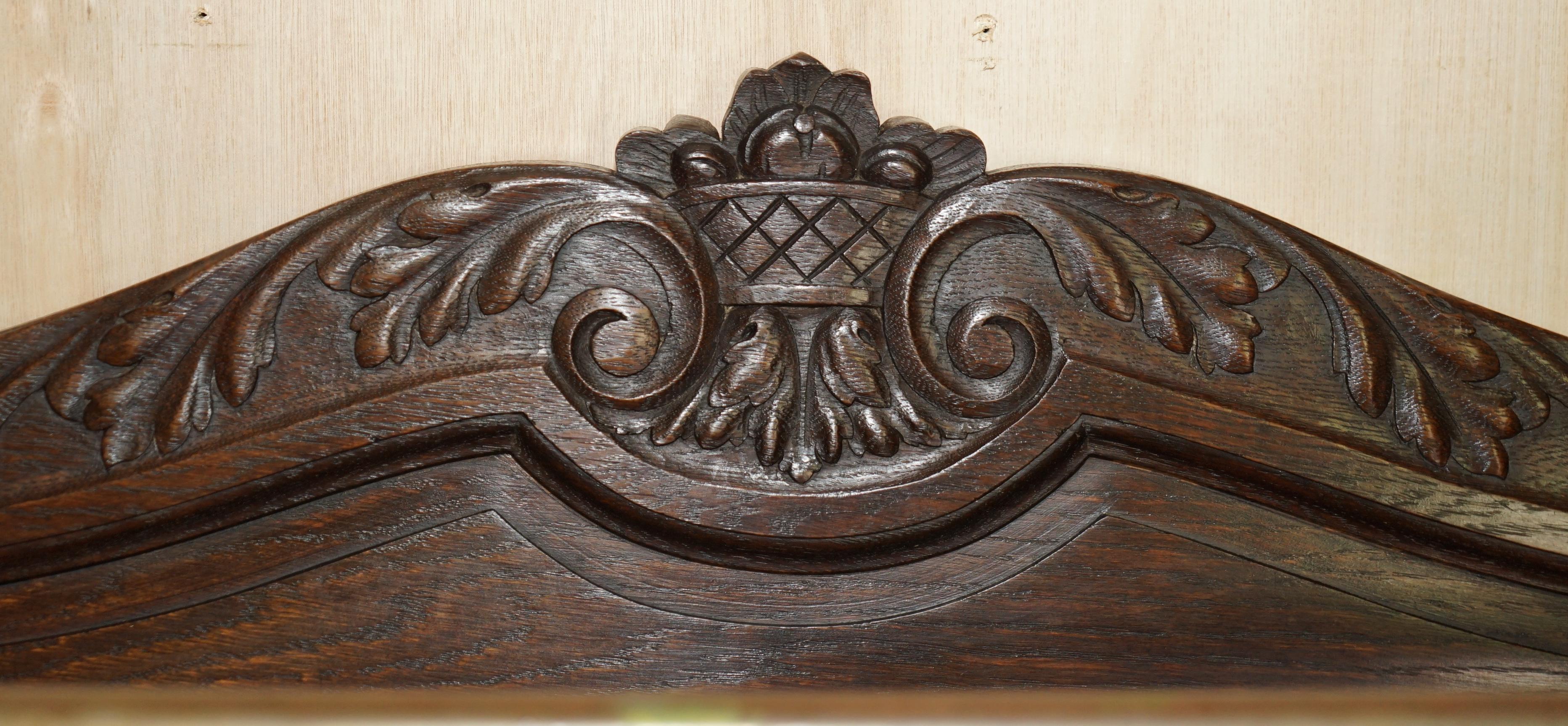 Large Antique Dutch Fine Carved Oak Coat Hat Scarf Wall Rack Hanger Cherub Hooks For Sale 1