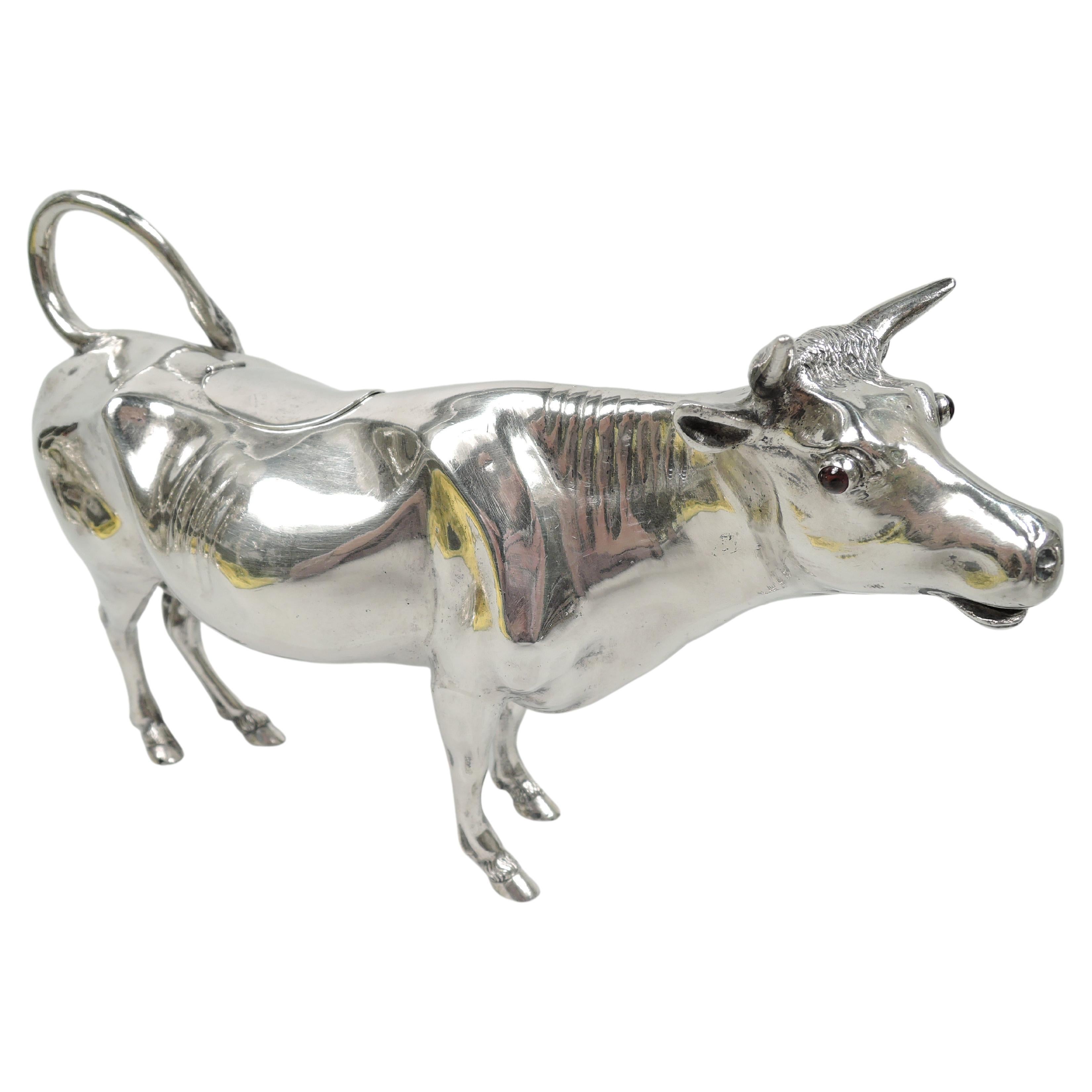 Large Antique Dutch Silver Cow Creamer