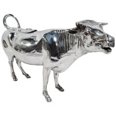 Large Antique Dutch Silver Cow Creamer with English Import Marks