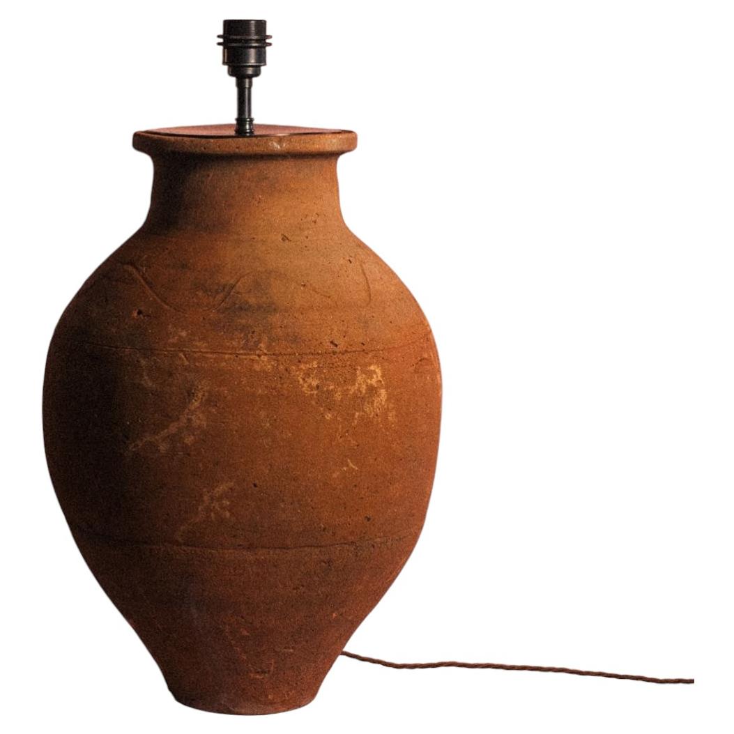 Large Antique Early 20th Century Turkish Terracotta Olive Jar Lamp