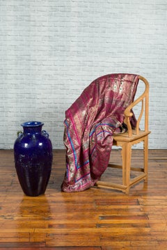 Large Antique Early 20th Century Vietnamese Blue Martaban Jar with Raised Motifs