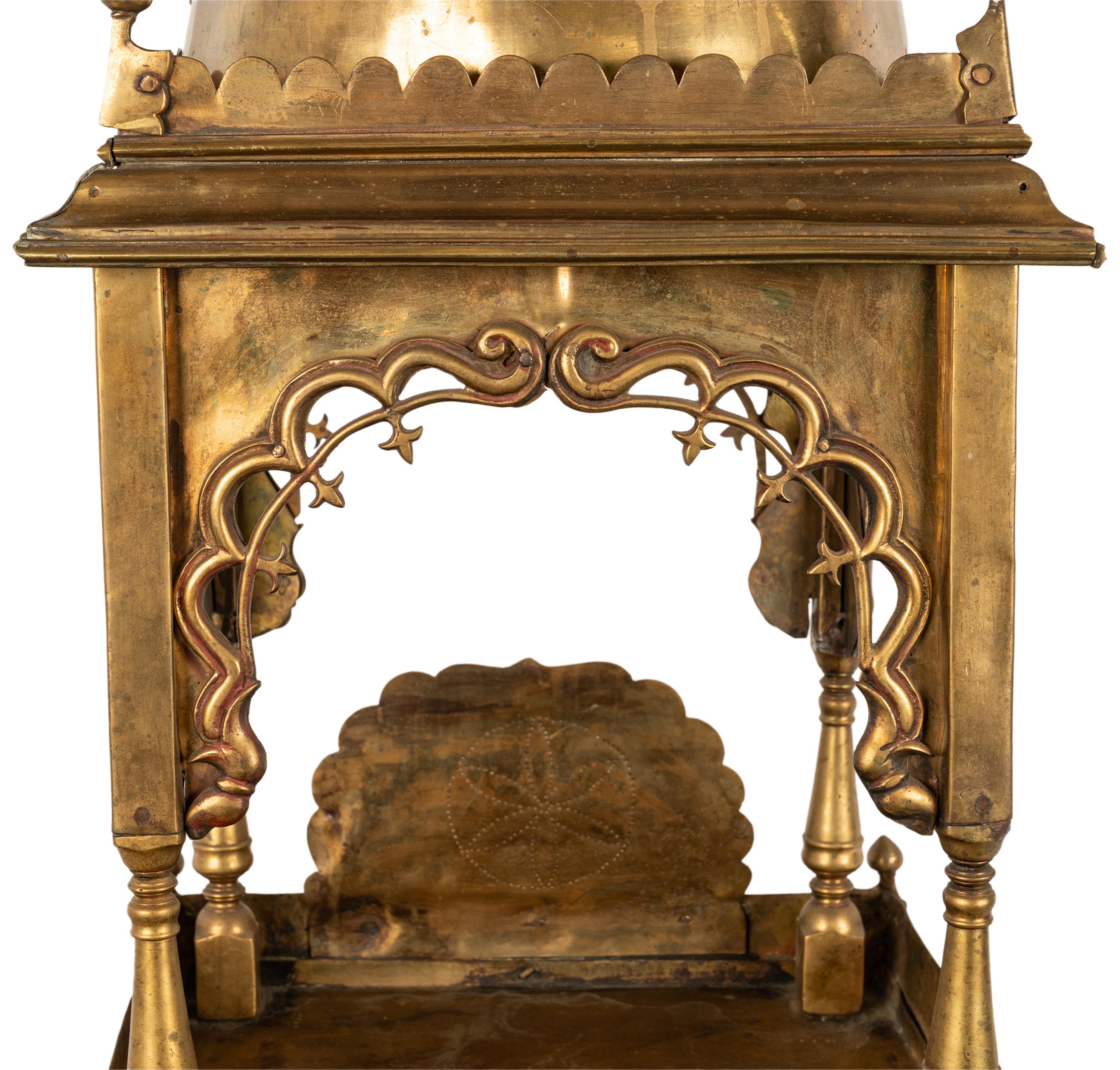 Large Antique East Indian Brass Hindu Altar Temple Statue Shrine Mandir 1880 For Sale 5