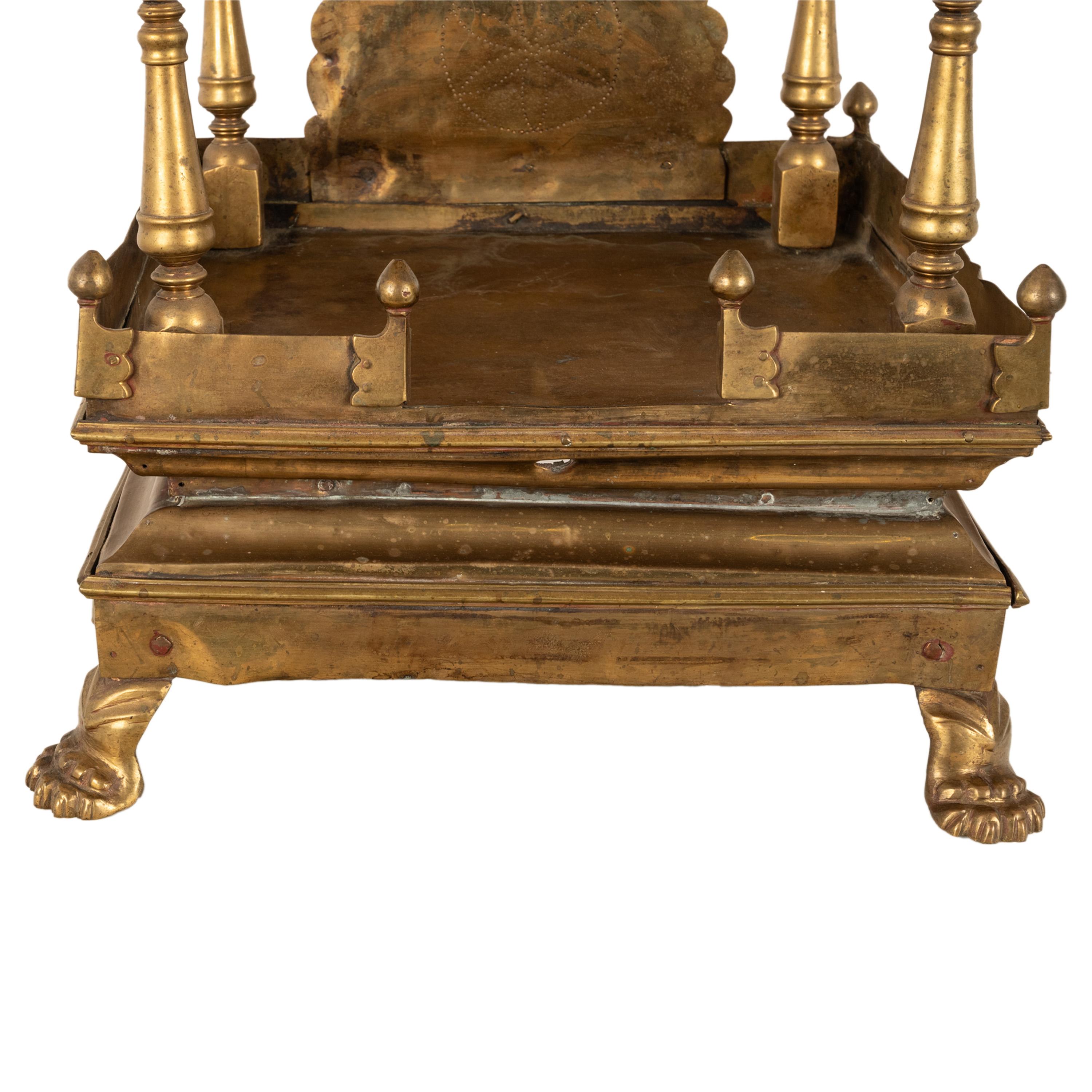 Large Antique East Indian Brass Hindu Altar Temple Statue Shrine Mandir 1880 For Sale 6