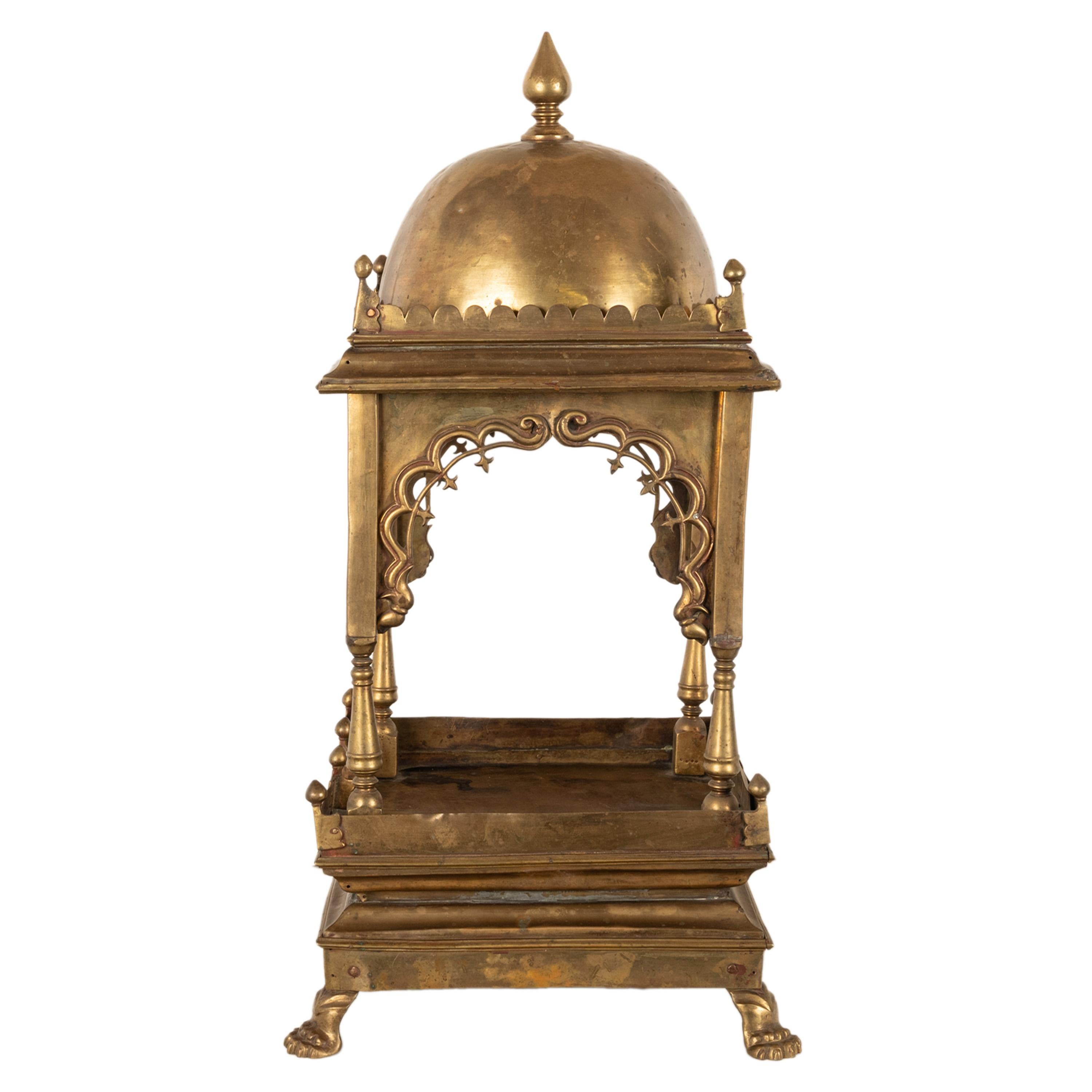 Cast Large Antique East Indian Brass Hindu Altar Temple Statue Shrine Mandir 1880 For Sale