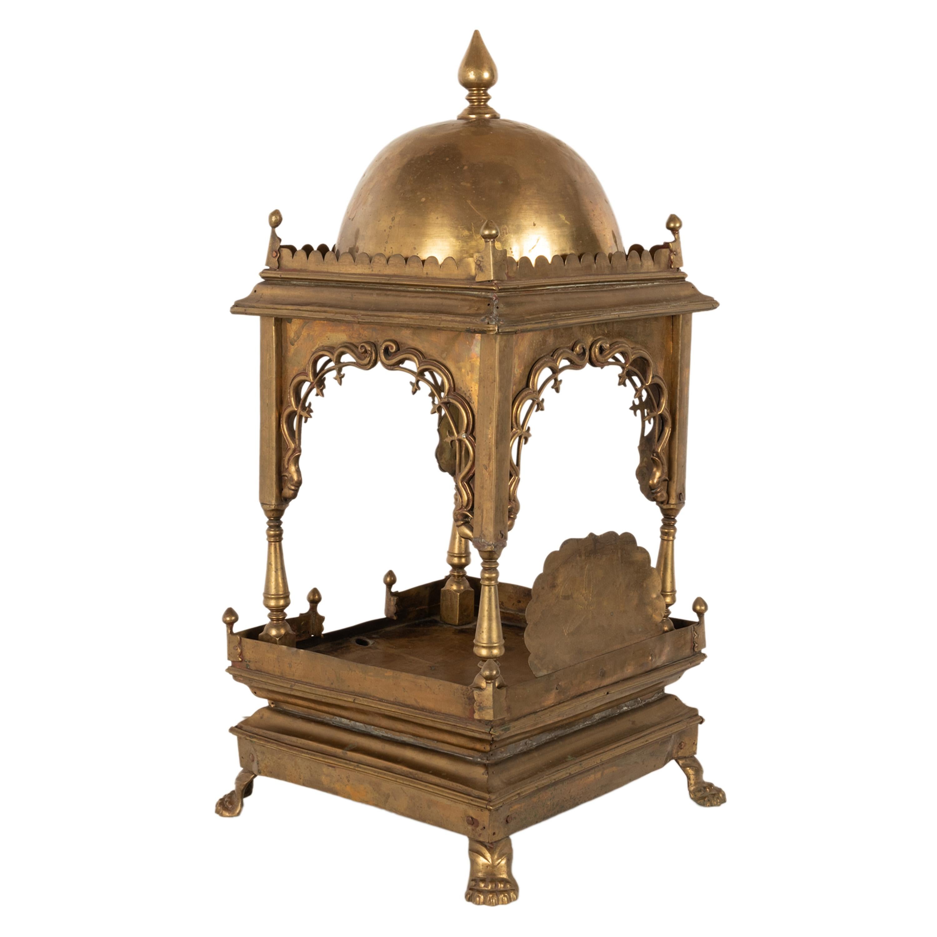 Large Antique East Indian Brass Hindu Altar Temple Statue Shrine Mandir 1880 In Good Condition For Sale In Portland, OR