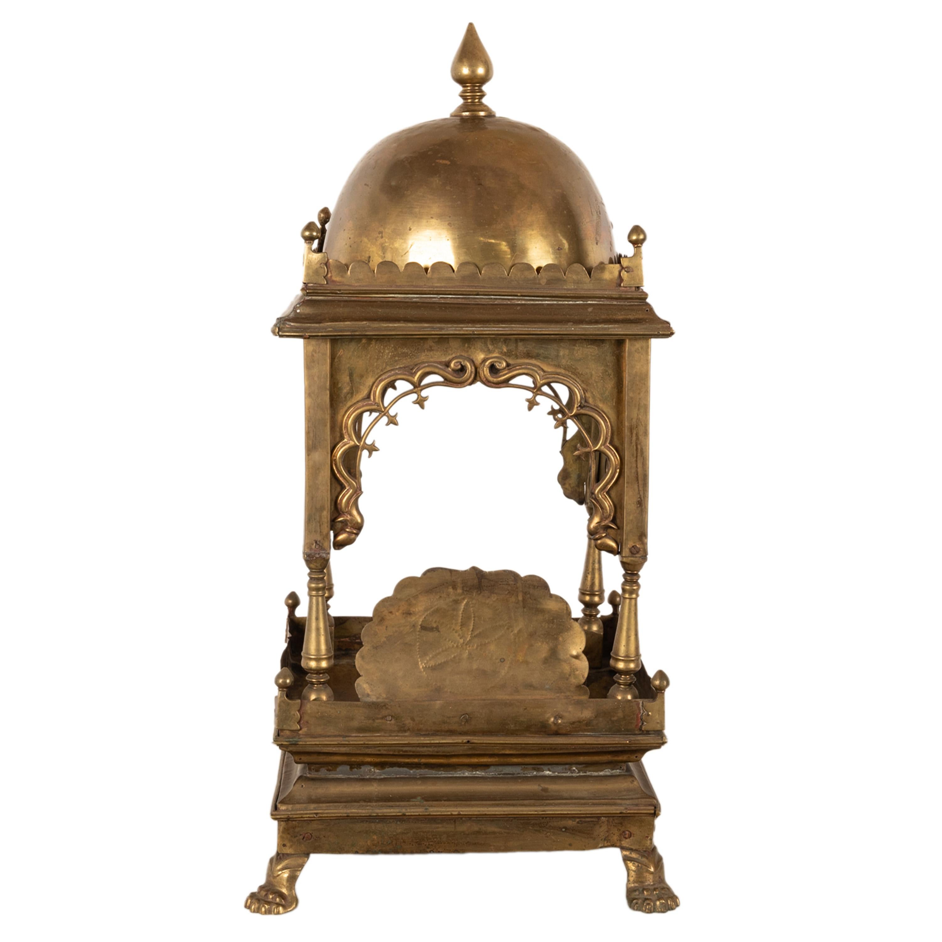 Late 19th Century Large Antique East Indian Brass Hindu Altar Temple Statue Shrine Mandir 1880 For Sale