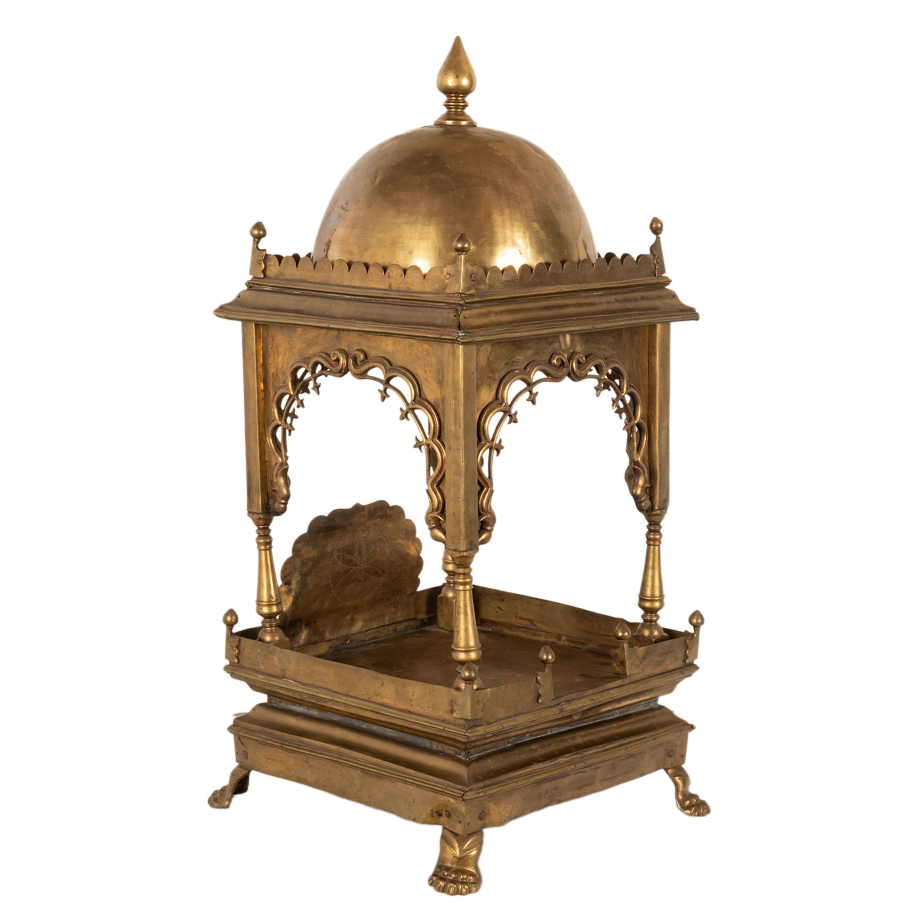 Large Antique East Indian Brass Hindu Altar Temple Statue Shrine Mandir 1880 For Sale 2