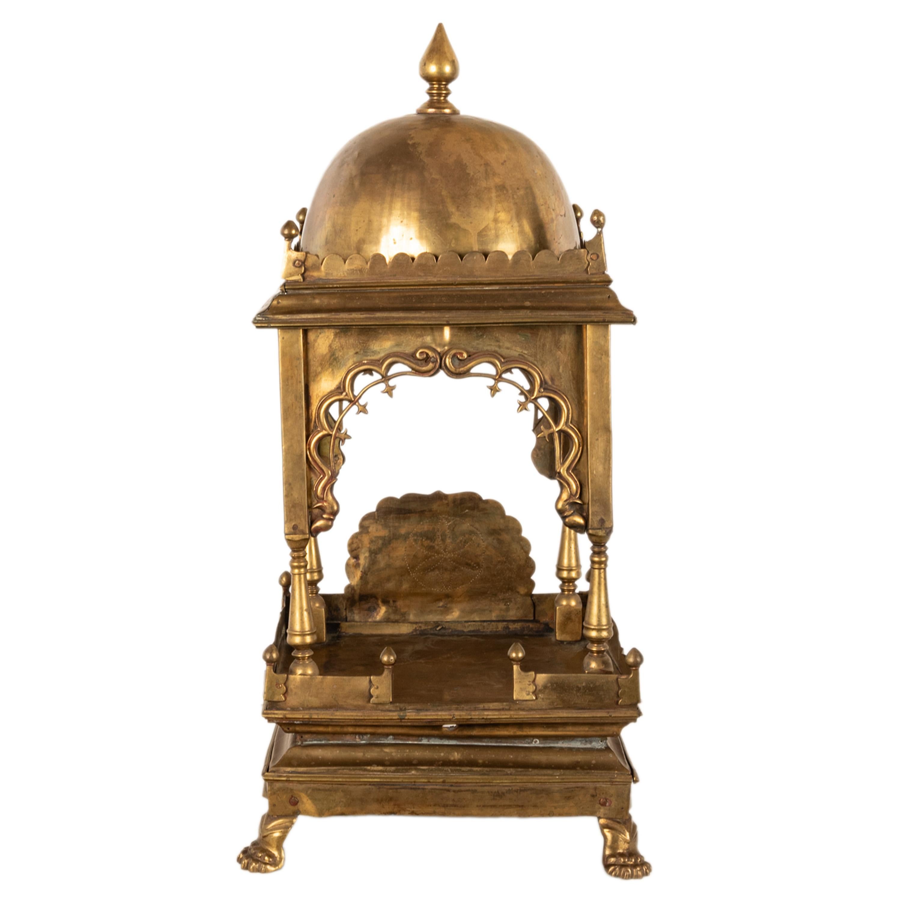 Large Antique East Indian Brass Hindu Altar Temple Statue Shrine Mandir 1880 For Sale 3