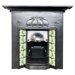 Large antique Edwardian Art Nouveau cast iron Combination fireplace