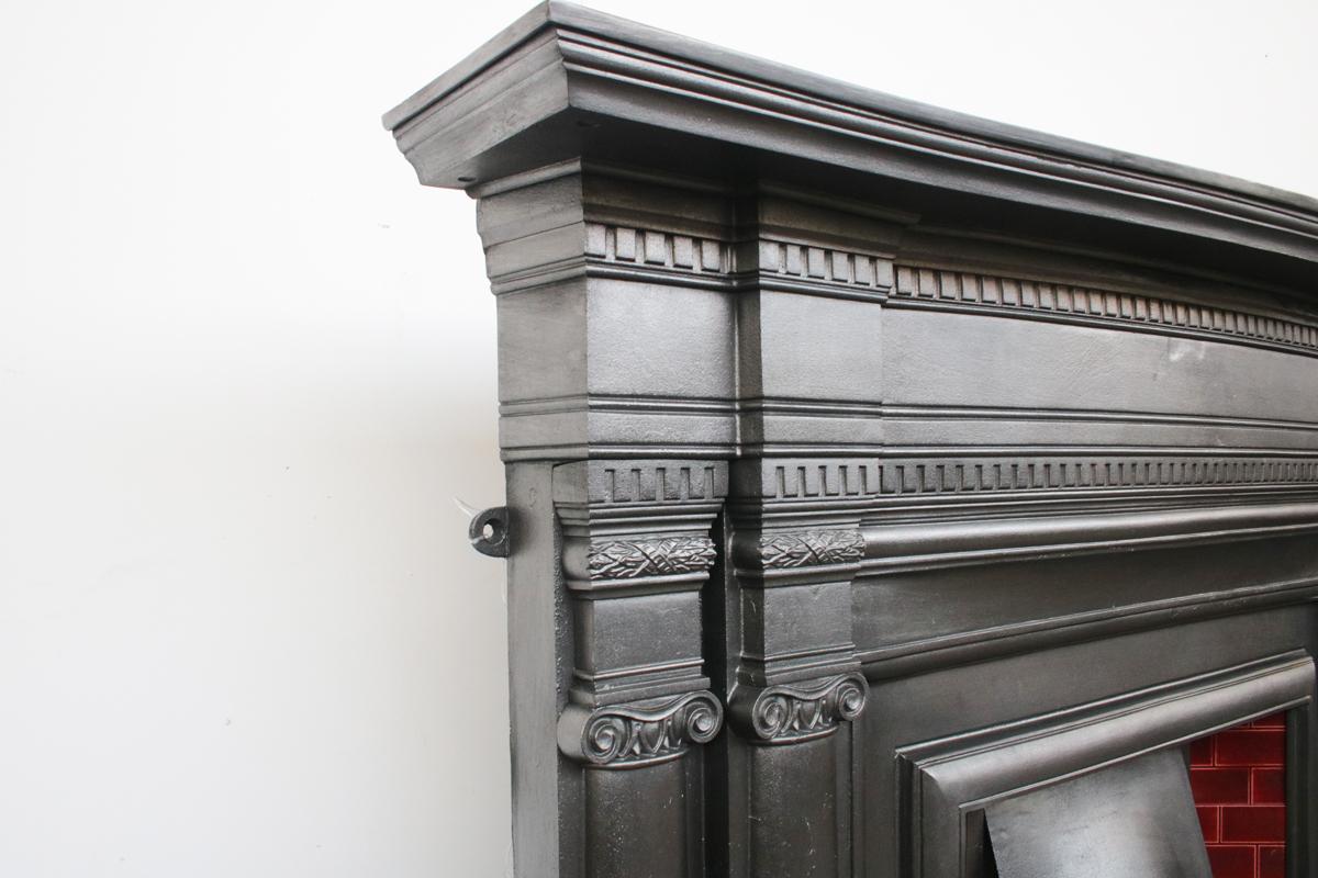 English Large Antique Edwardian Cast Iron Fireplace Surround