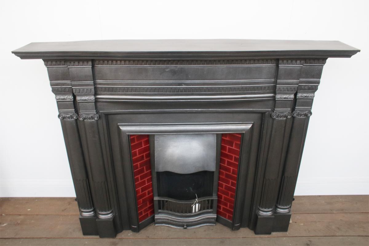 Large Antique Edwardian Cast Iron Fireplace Surround 2