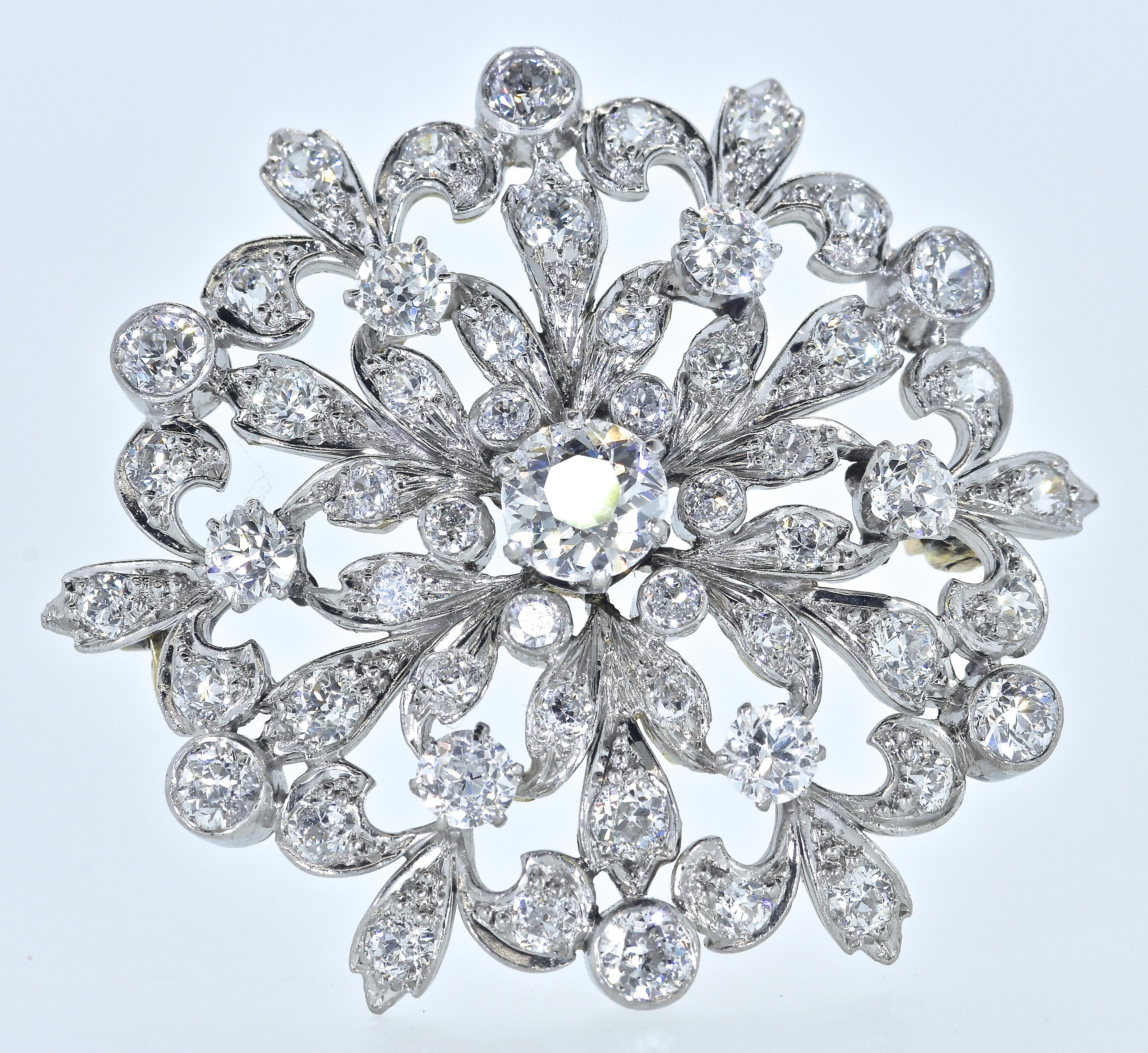 Large Antique Edwardian Diamond Brooch/Pendant, circa 1915 In Excellent Condition In Aspen, CO