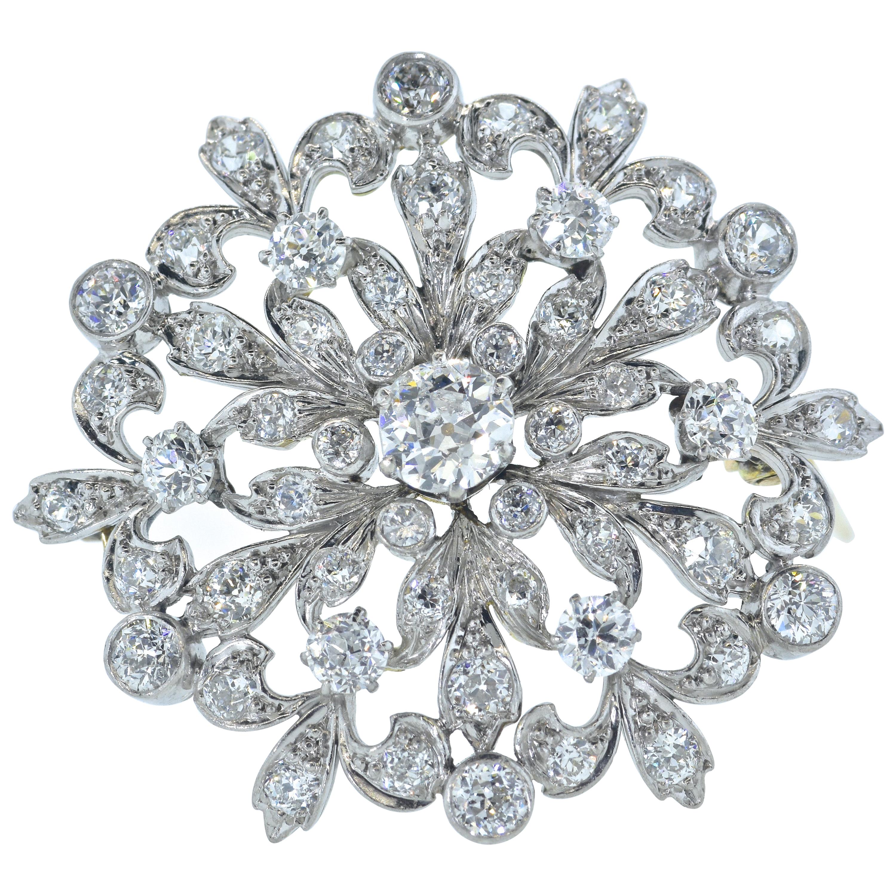 Large Antique Edwardian Diamond Brooch/Pendant, circa 1915