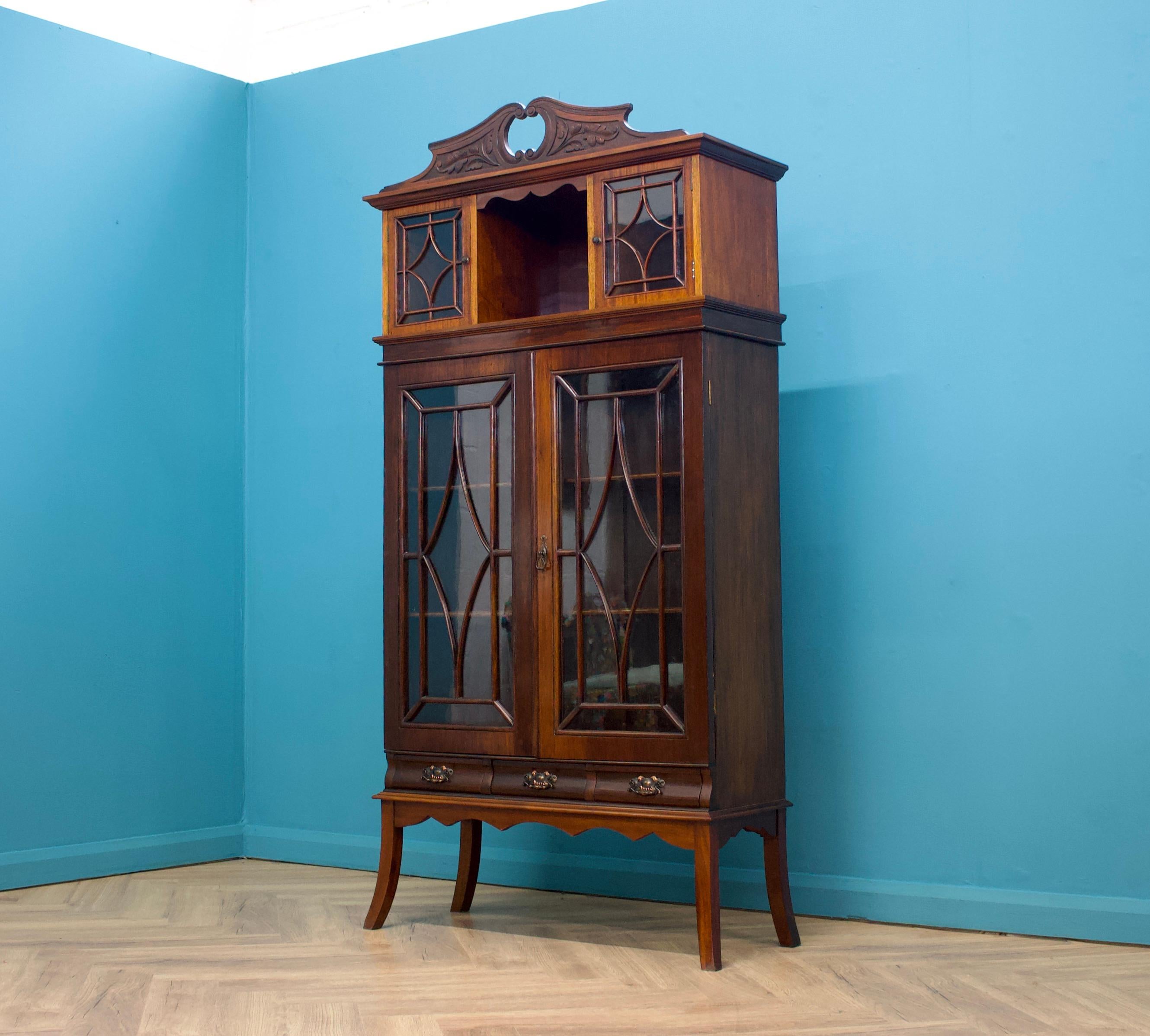 British Large Antique Edwardian Display Cabinet, 1900s