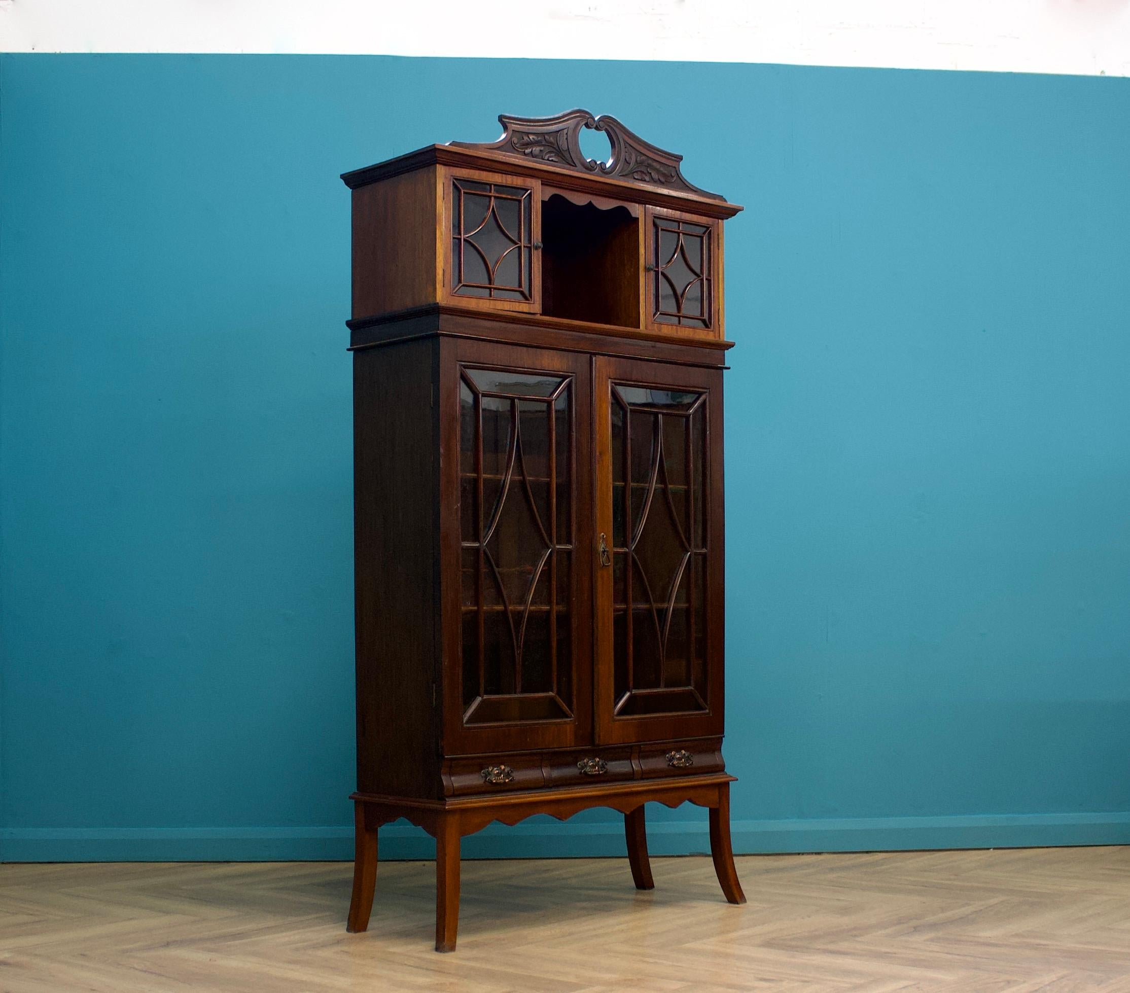 Woodwork Large Antique Edwardian Display Cabinet, 1900s