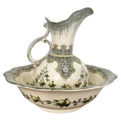 Large antique Edwardian quality Doulon Burslem jug and bowl set