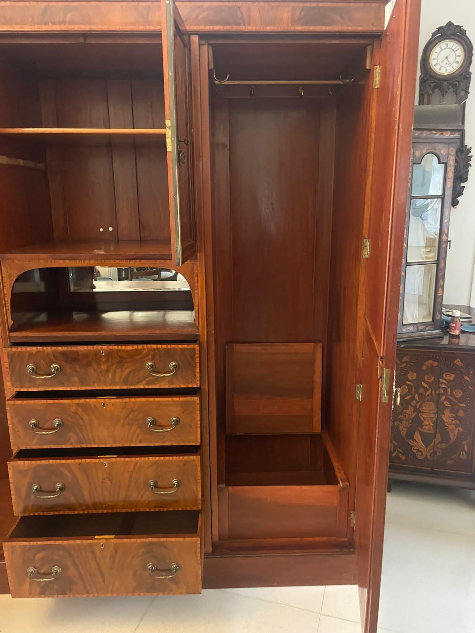 Large Antique Edwardian Quality Mahogany Marquetry Inlaid Wardrobe 4