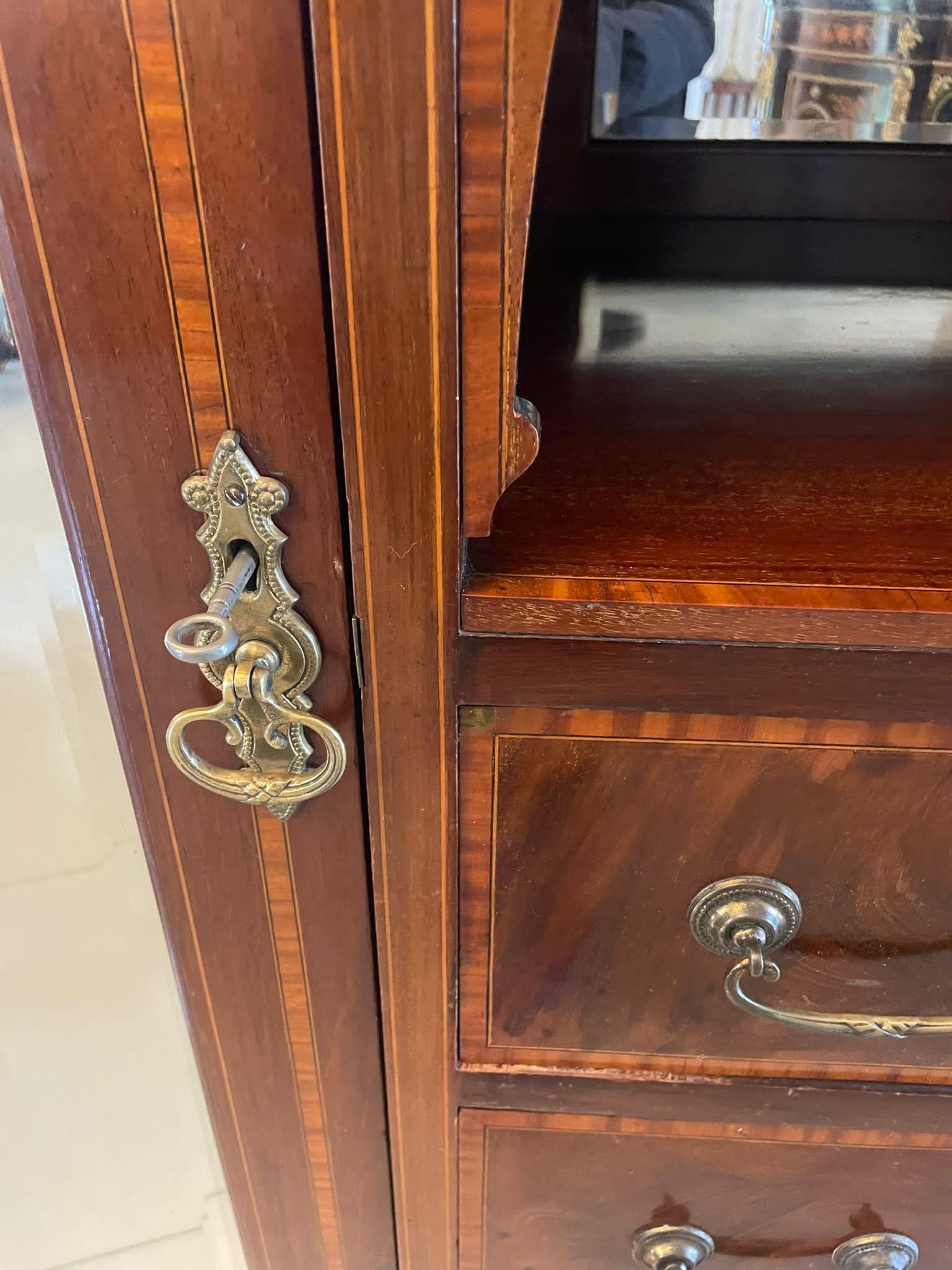 Large Antique Edwardian Quality Mahogany Marquetry Inlaid Wardrobe 5