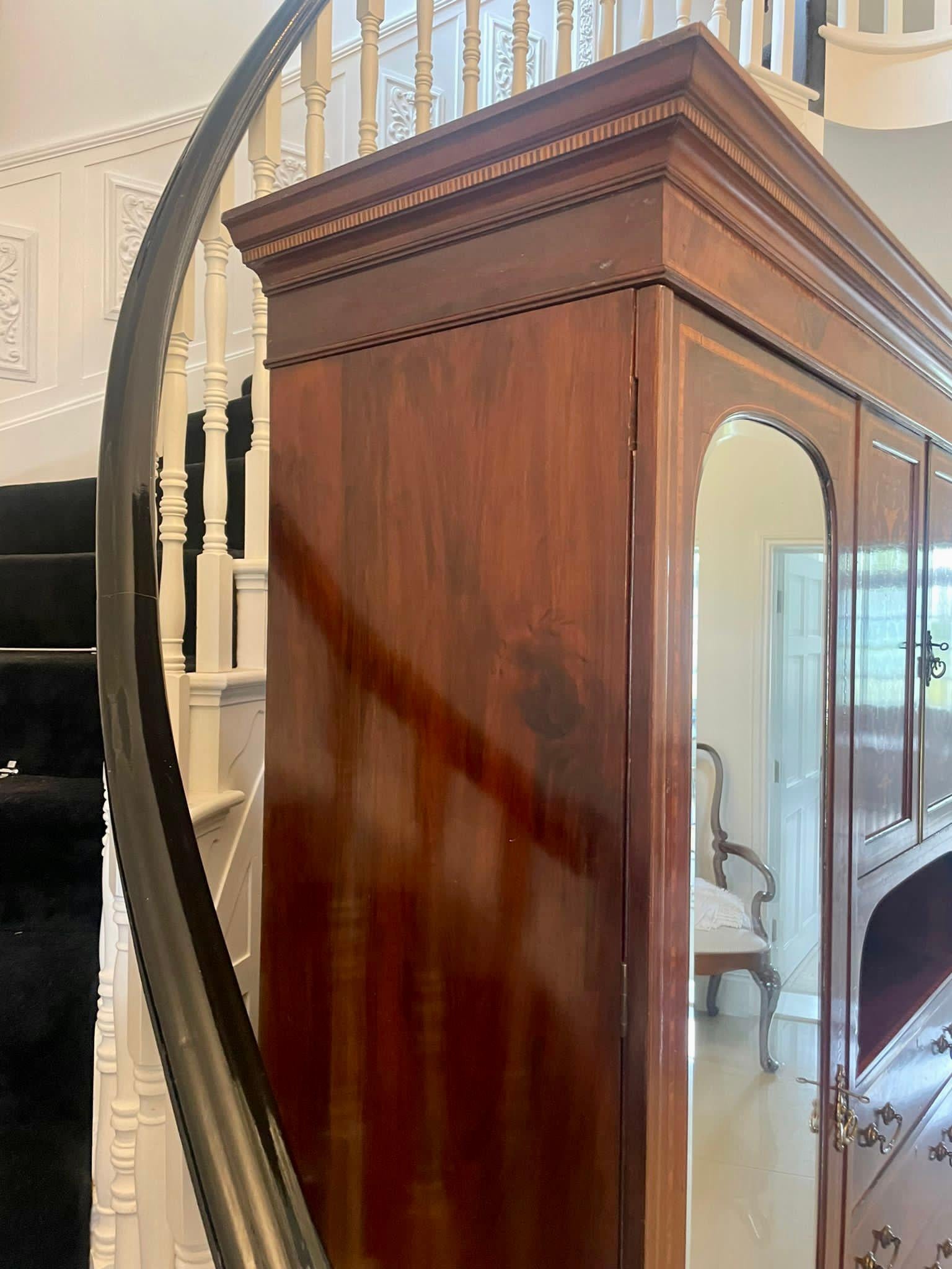 Large Antique Edwardian Quality Mahogany Marquetry Inlaid Wardrobe 6