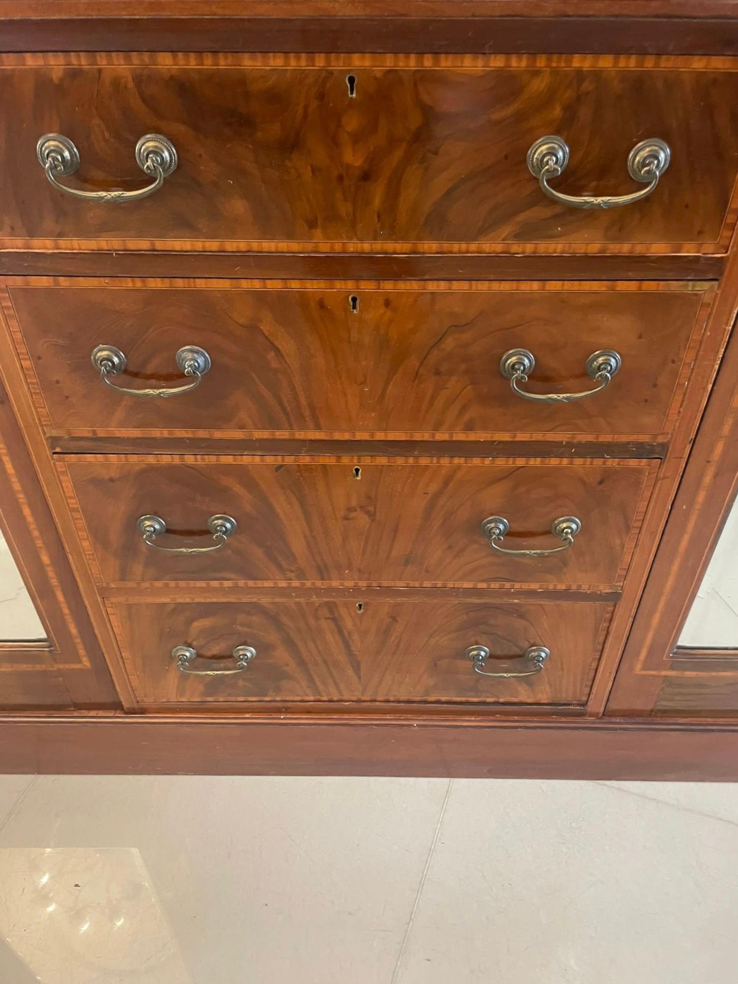 Large Antique Edwardian Quality Mahogany Marquetry Inlaid Wardrobe 7